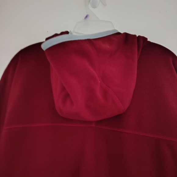 L.L.Bean Polartec Fleece Jacket – Burgundy Hooded Full Zip Men’s Medium Vintage - Picture 14 of 16